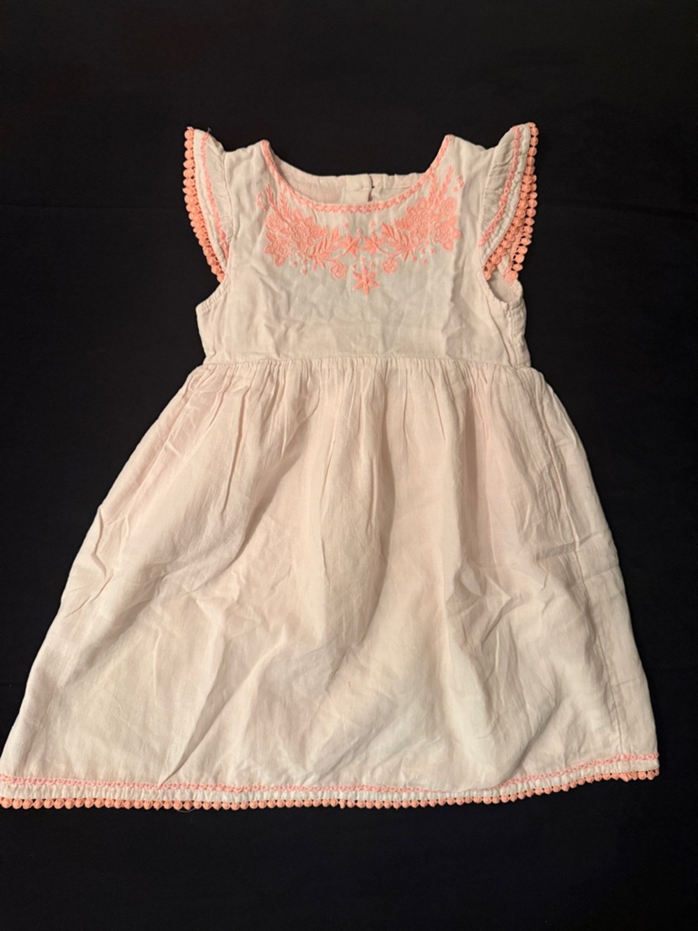 Girls' light pink Dress with Pink Embroidery - Lightweight lined Summer Dress